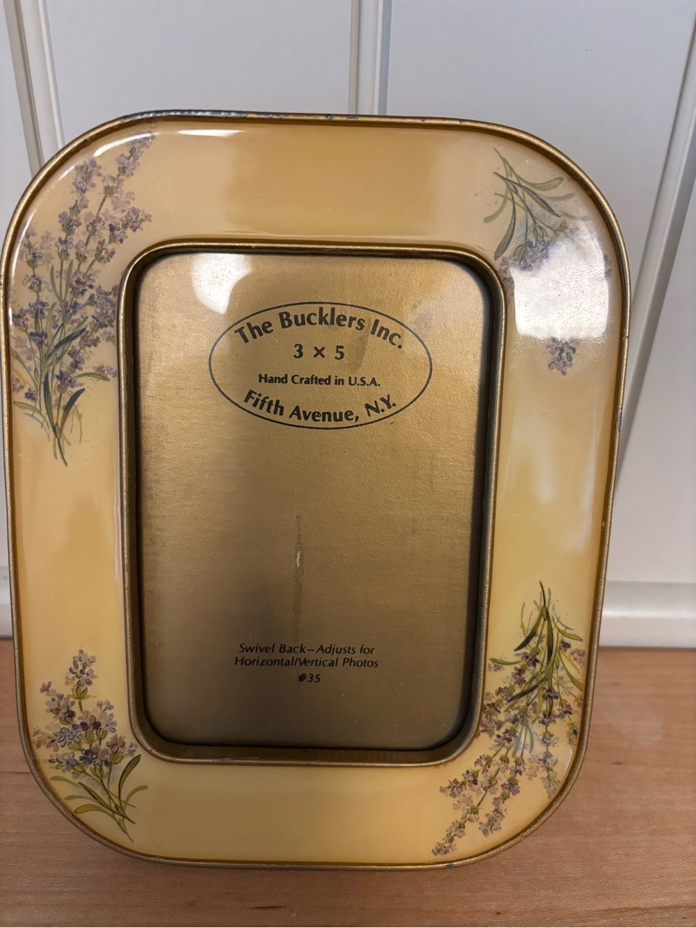 Vintage Bucklers Inc Gold w/ Lavender Floral Design Photo Frame. Made in USA